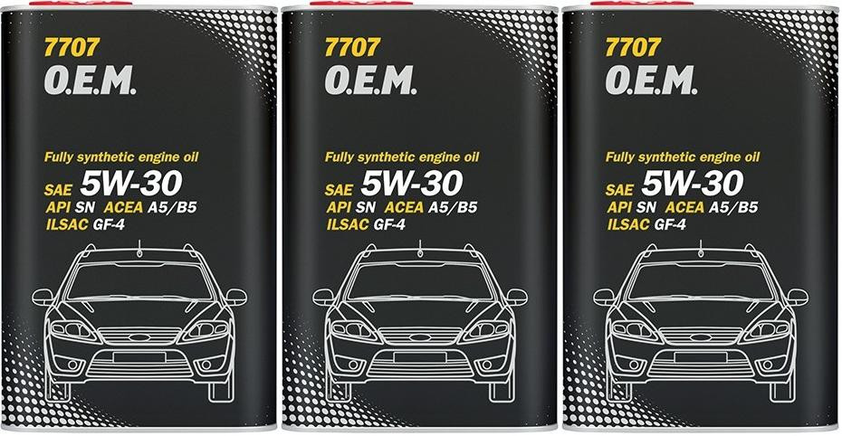 MANNOL 7707 O.E.M. 5W-30 Motoröl (Volvo/Ford) Blechdose 3x 1l = 3 Liter