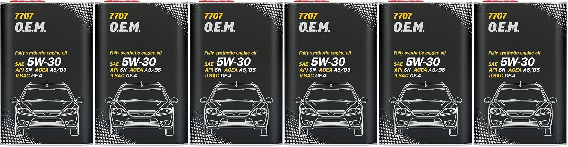 MANNOL 7707 O.E.M. 5W-30 Motoröl (Volvo/Ford) Blechdose 6x 1l = 6 Liter