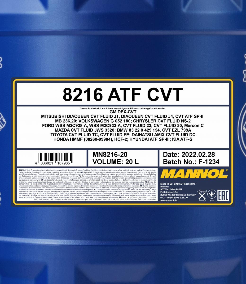Mannol 8216 ATF CVT Automatikgetriebeöl 20l Kanister