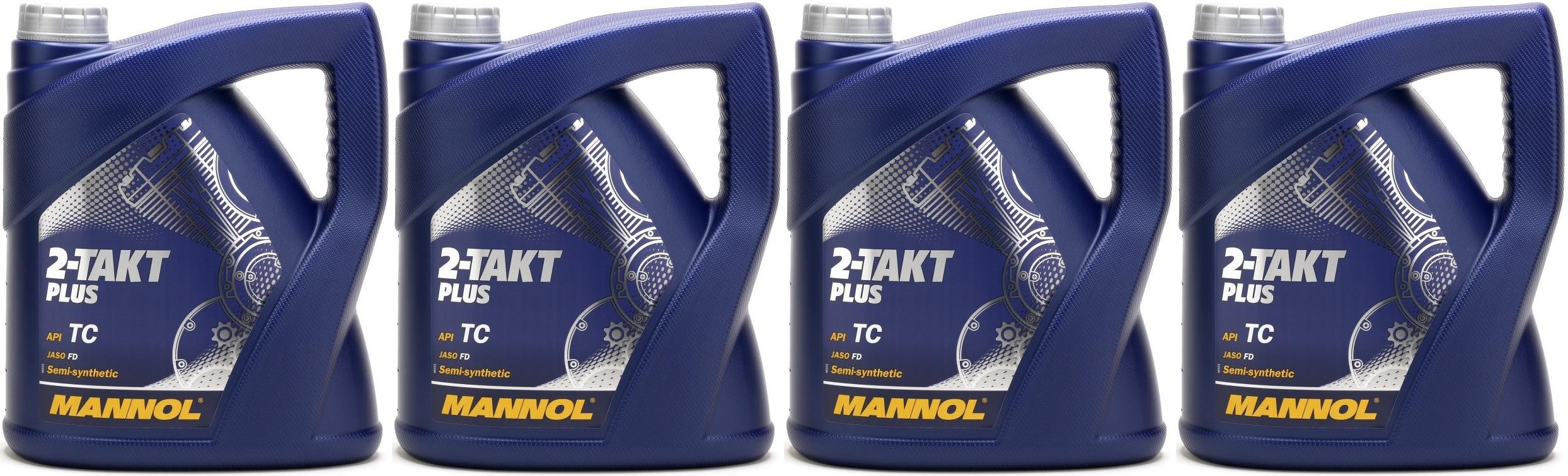 MANNOL 2-Takt Plus teilsynthetisches Motorrad Motoröl 4x 4l = 16 Liter