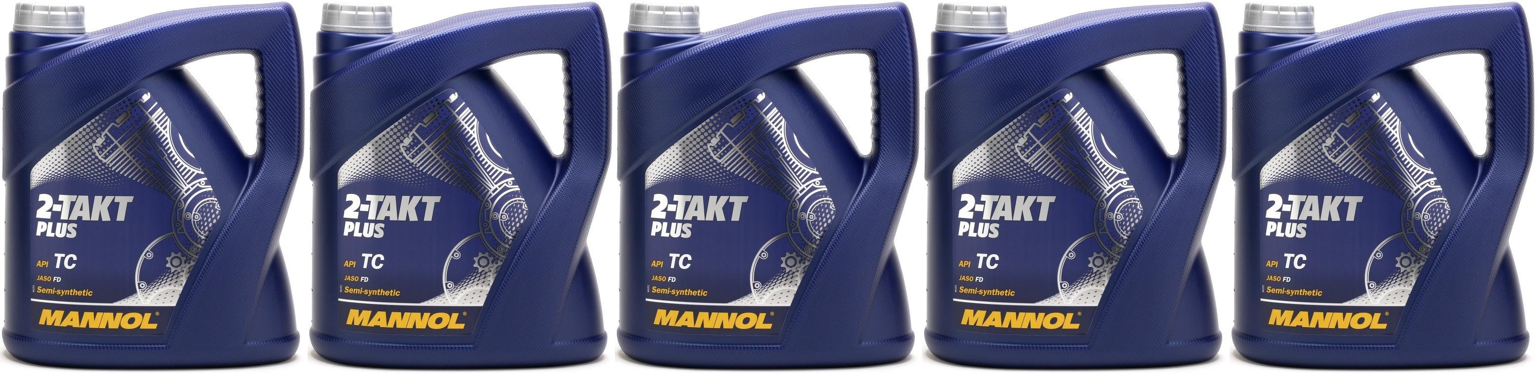 MANNOL 2-Takt Plus teilsynthetisches Motorrad Motoröl 5x 4l = 20 Liter