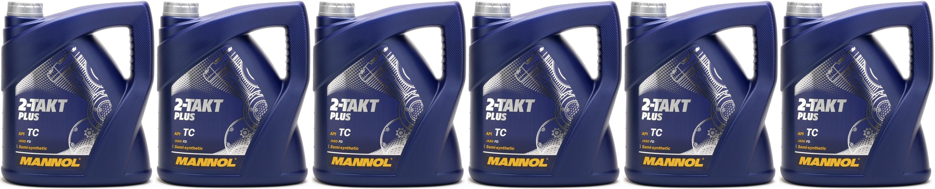 MANNOL 2-Takt Plus teilsynthetisches Motorrad Motoröl 6x 4l = 24 Liter