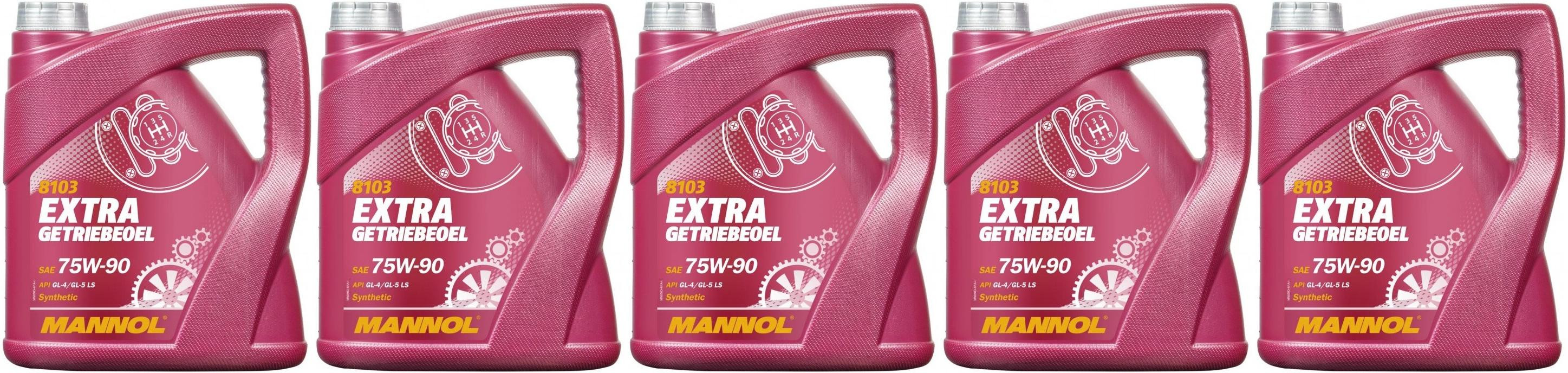 MANNOL Extra Getriebeoel 75W-90 API GL 4/GL 5 LS 5x 4l = 20 Liter