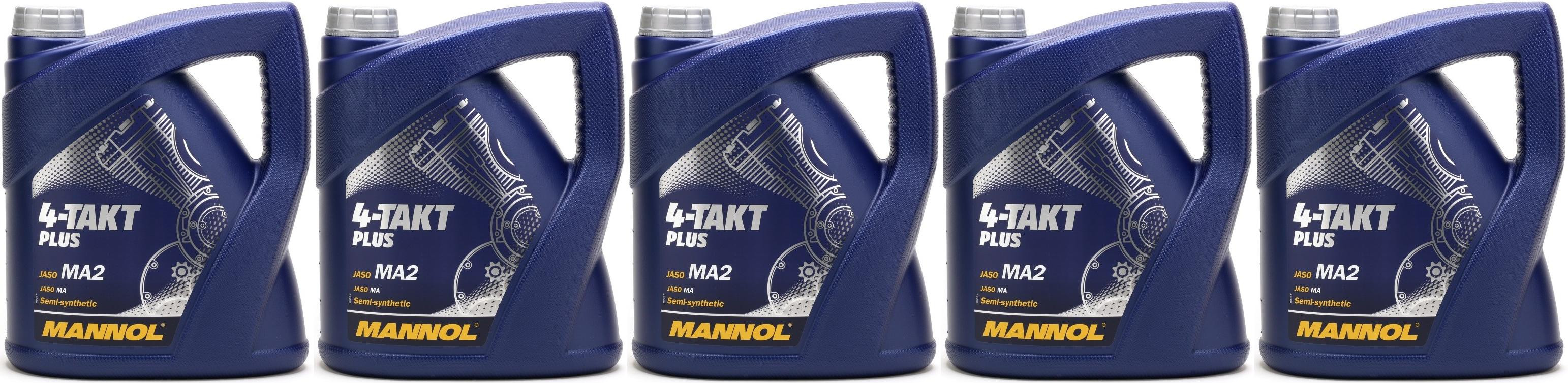 MANNOL 4-Takt Plus 10W-40 Motorrad Motoröl 5x 4l = 20 Liter