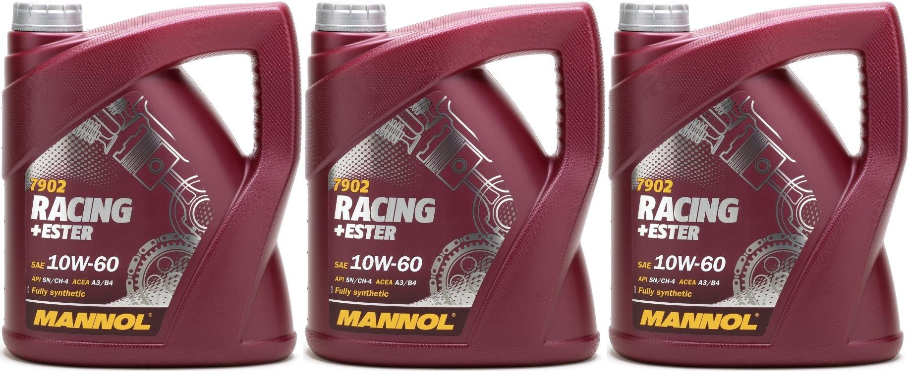 MANNOL Racing+Ester 10W-60 Motoröl 3x 4l = 12 Liter