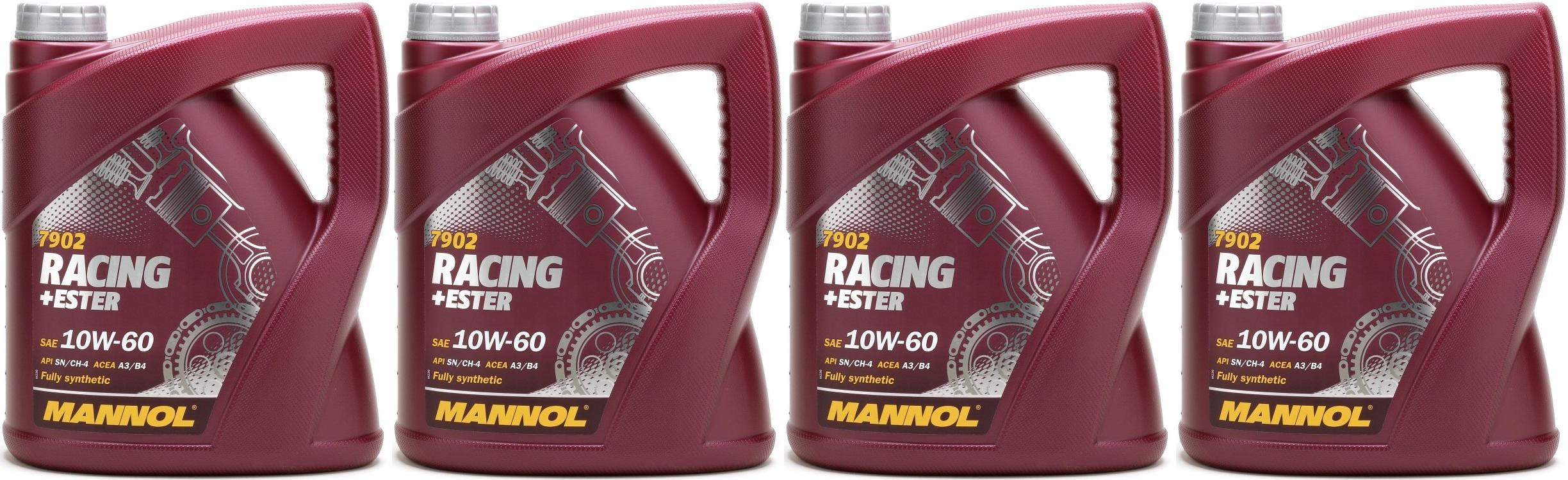 MANNOL Racing+Ester 10W-60 Motoröl 4x 4l = 16 Liter