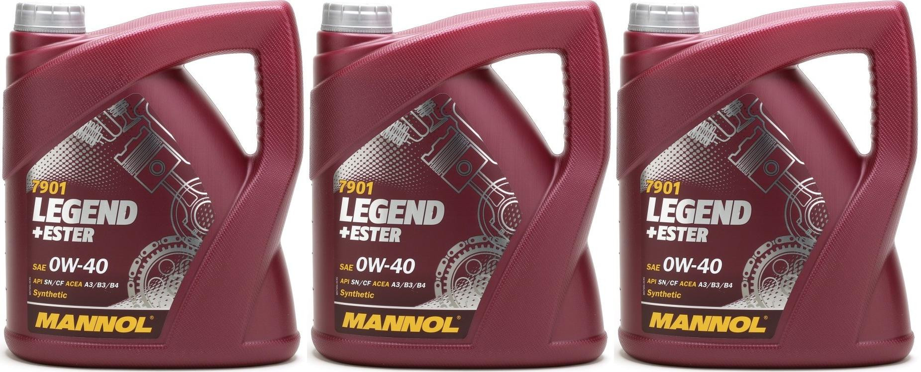 MANNOL Legend+Ester 0W-40 Motoröl 3x 4l = 12 Liter
