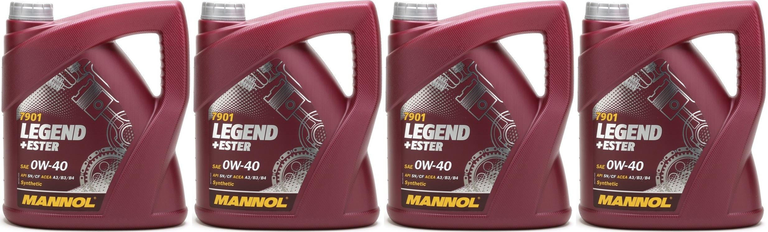 MANNOL Legend+Ester 0W-40 Motoröl 4x 4l = 16 Liter