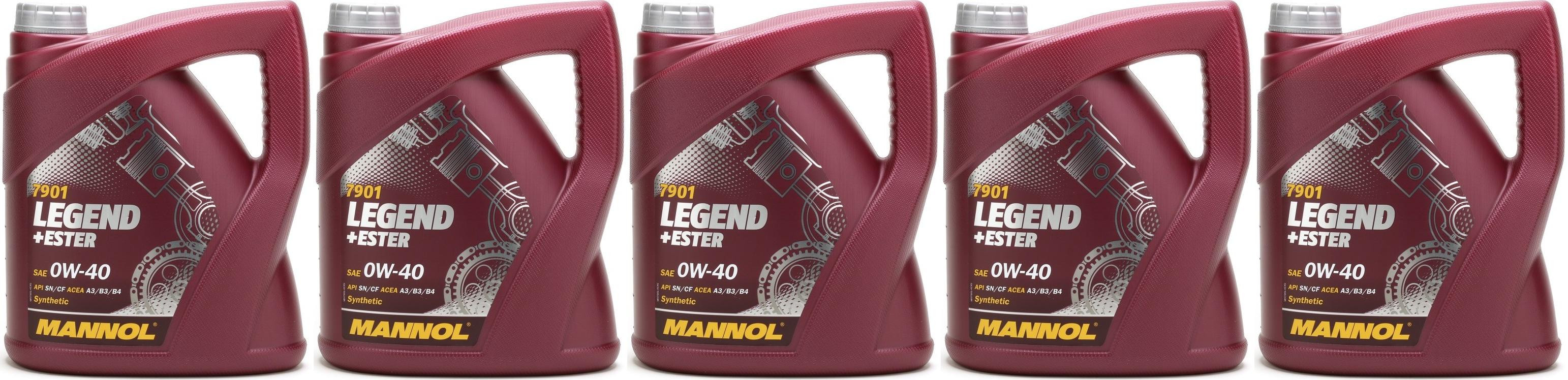 MANNOL Legend+Ester 0W-40 Motoröl 5x 4l = 20 Liter