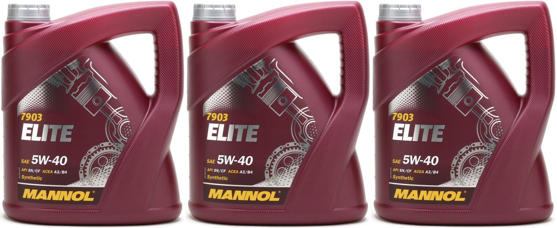 MANNOL Elite 5W-40 Motoröl 3x 4l = 12 Liter