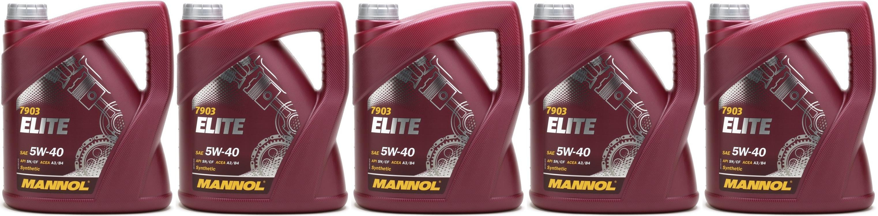 MANNOL Elite 5W-40 Motoröl 5x 4l = 20 Liter