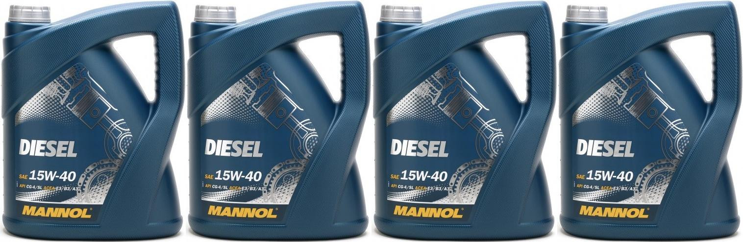 MANNOL Diesel 15W-40 Motoröl 4x 5 = 20 Liter