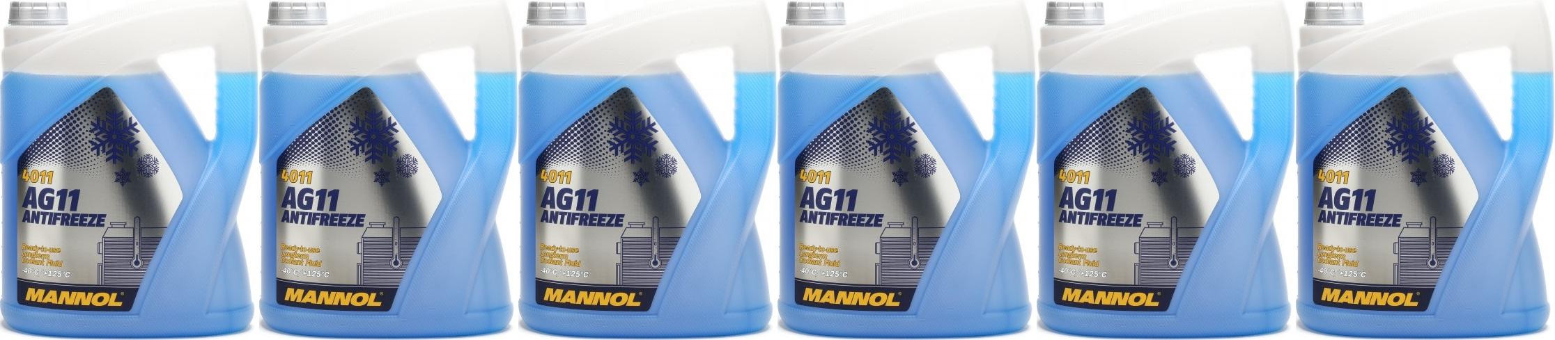 Mannol Kühlerfrostschutz Antifreeze AG11 -40 Fertigmischung 6x 5 = 30 Liter
