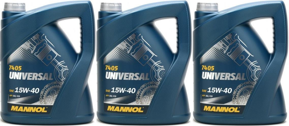 Mannol Universal 15W-40 Motoröl 3x 5 = 15 Liter