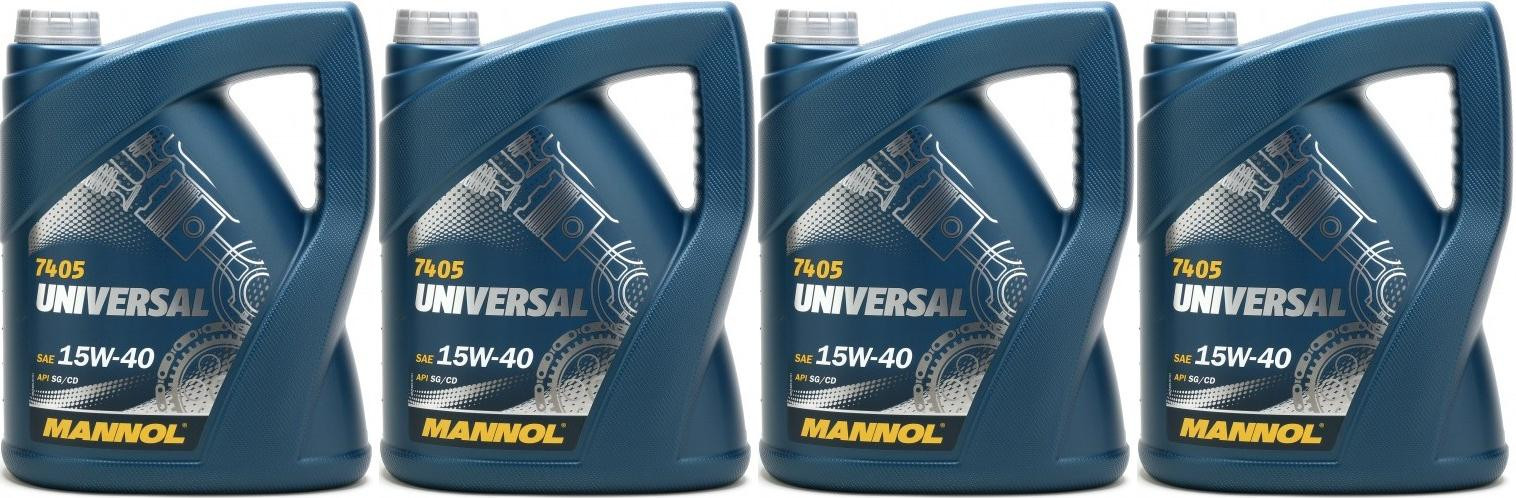 Mannol Universal 15W-40 Motoröl 4x 5 = 20 Liter