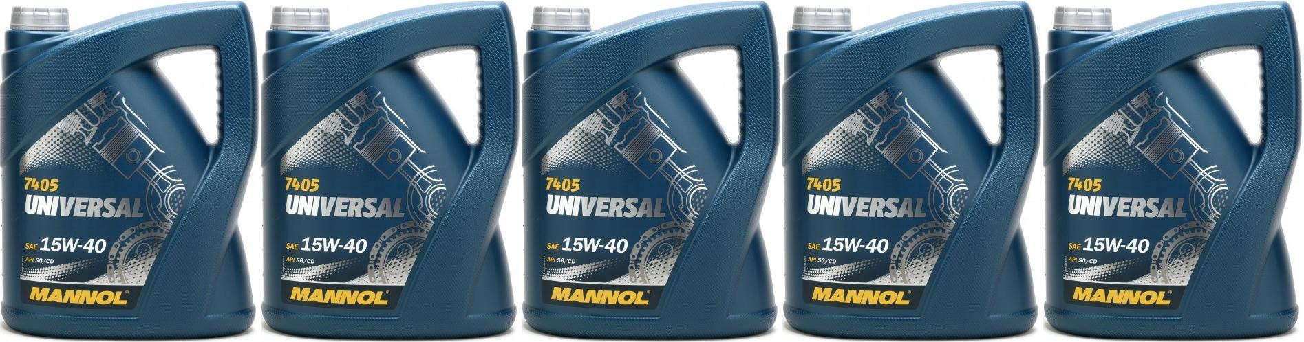 Mannol Universal 15W-40 Motoröl 5x 5 = 25 Liter