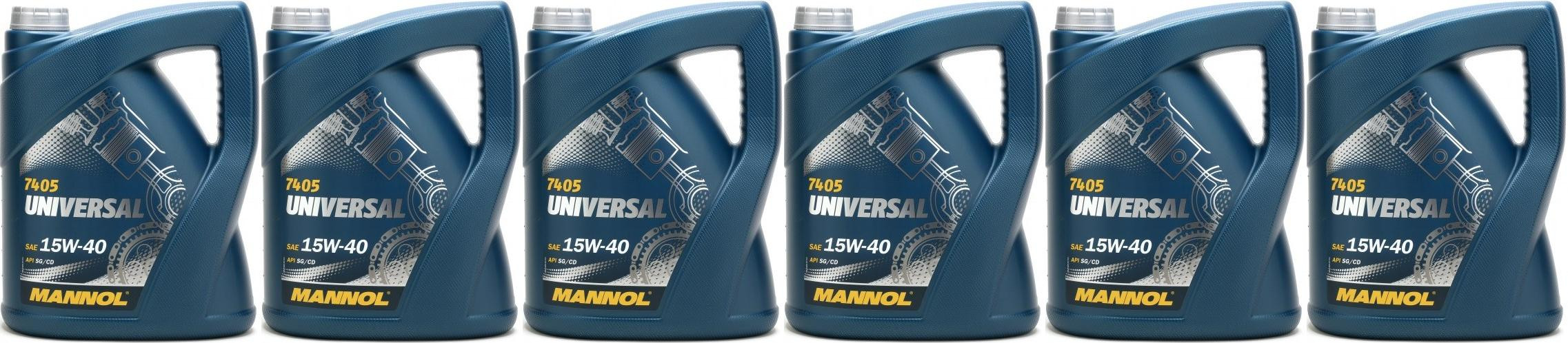Mannol Universal 15W-40 Motoröl 6x 5 = 30 Liter