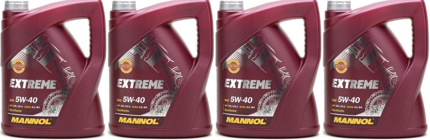 MANNOL Extreme 5W-40 Motoröl 4x 5 = 20 Liter