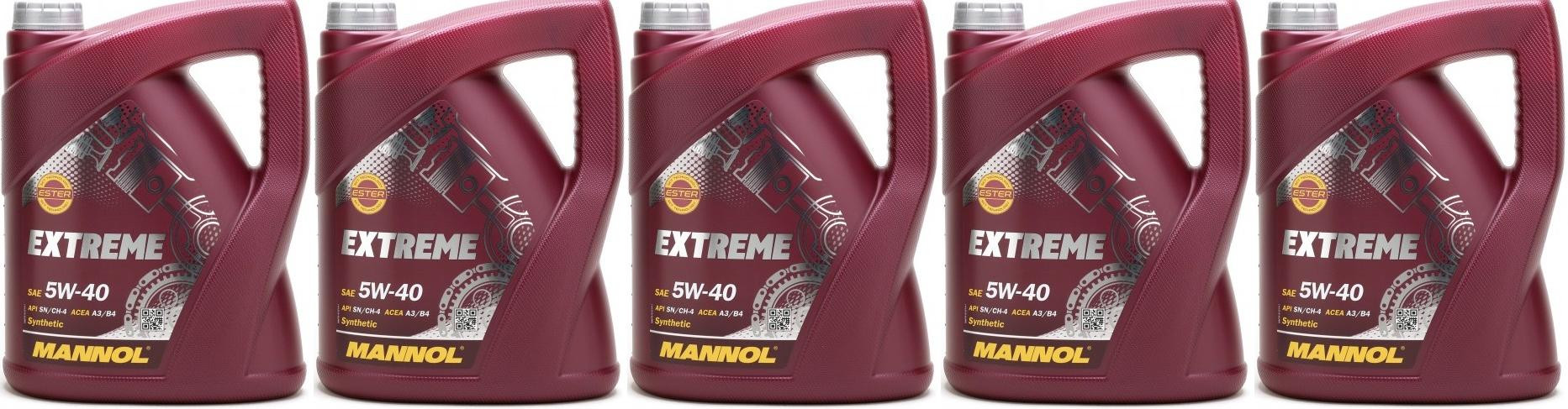 MANNOL Extreme 5W-40 Motoröl 5x 5 = 25 Liter