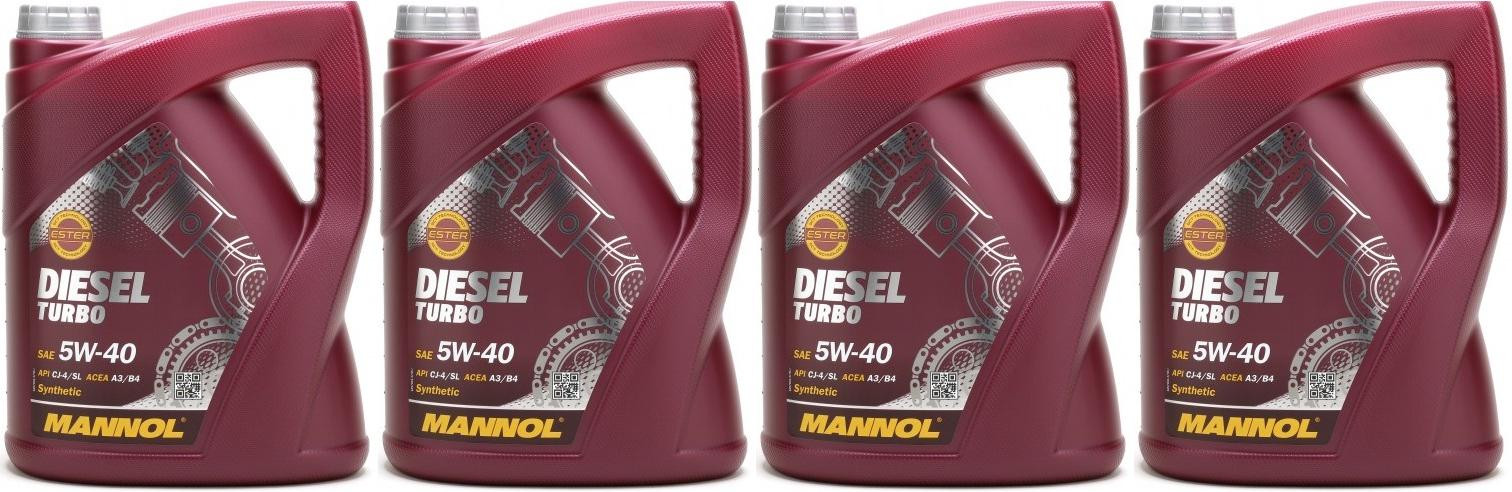 MANNOL Diesel Turbo 5W-40 Motoröl 4x 5 = 20 Liter