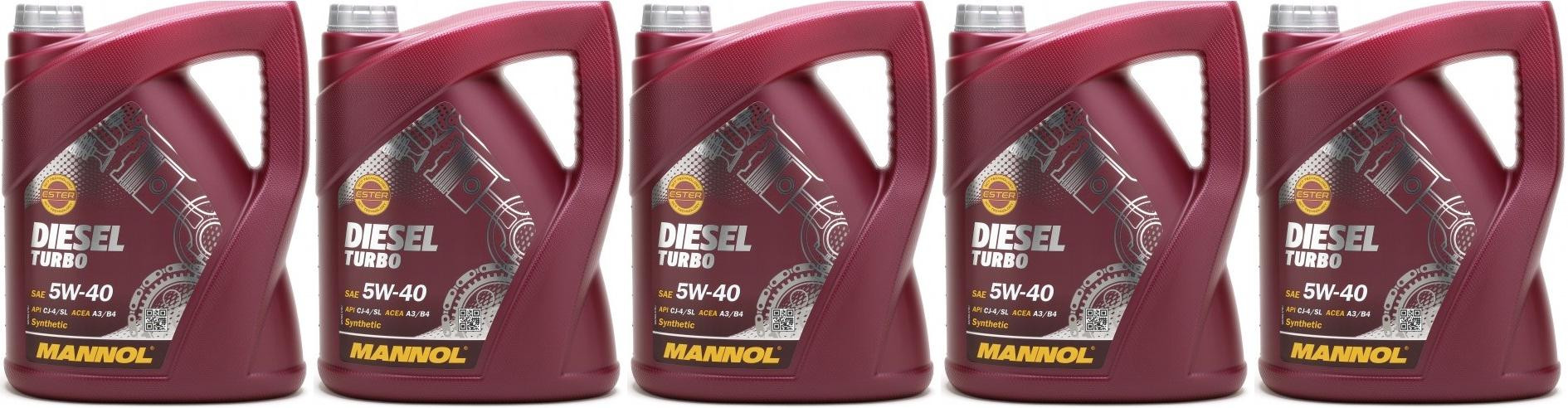 MANNOL Diesel Turbo 5W-40 Motoröl 5x 5 = 25 Liter