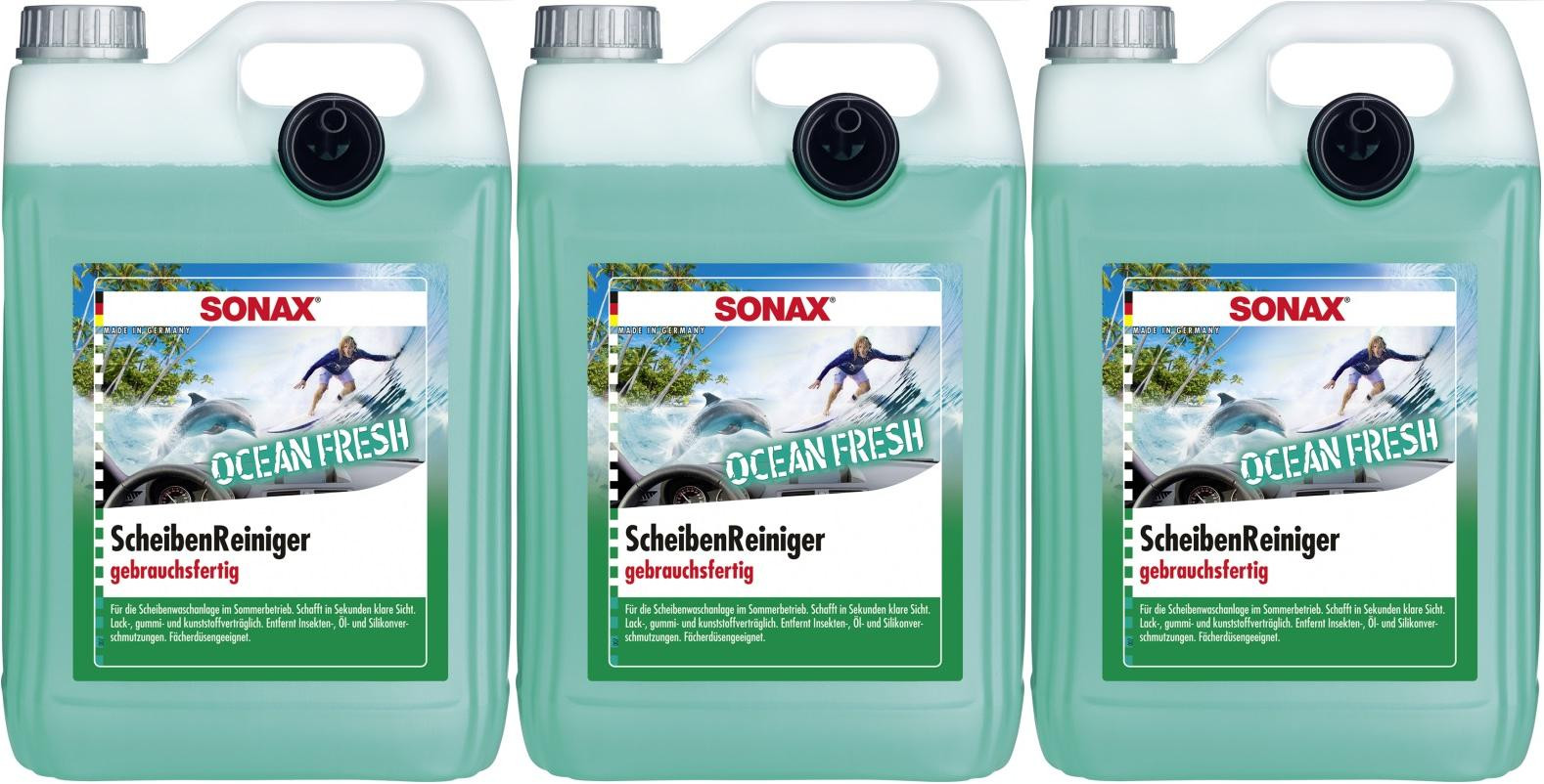 SONAX ScheibenReiniger gebrauchsfertig Ocean-fresh 3x 5 = 15 Liter
