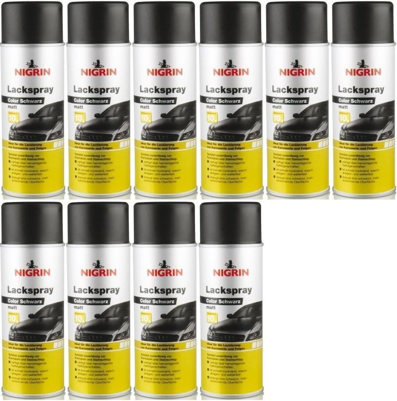 Nigrin Lackspray schwarz matt Spray 10x 400 Milliliter