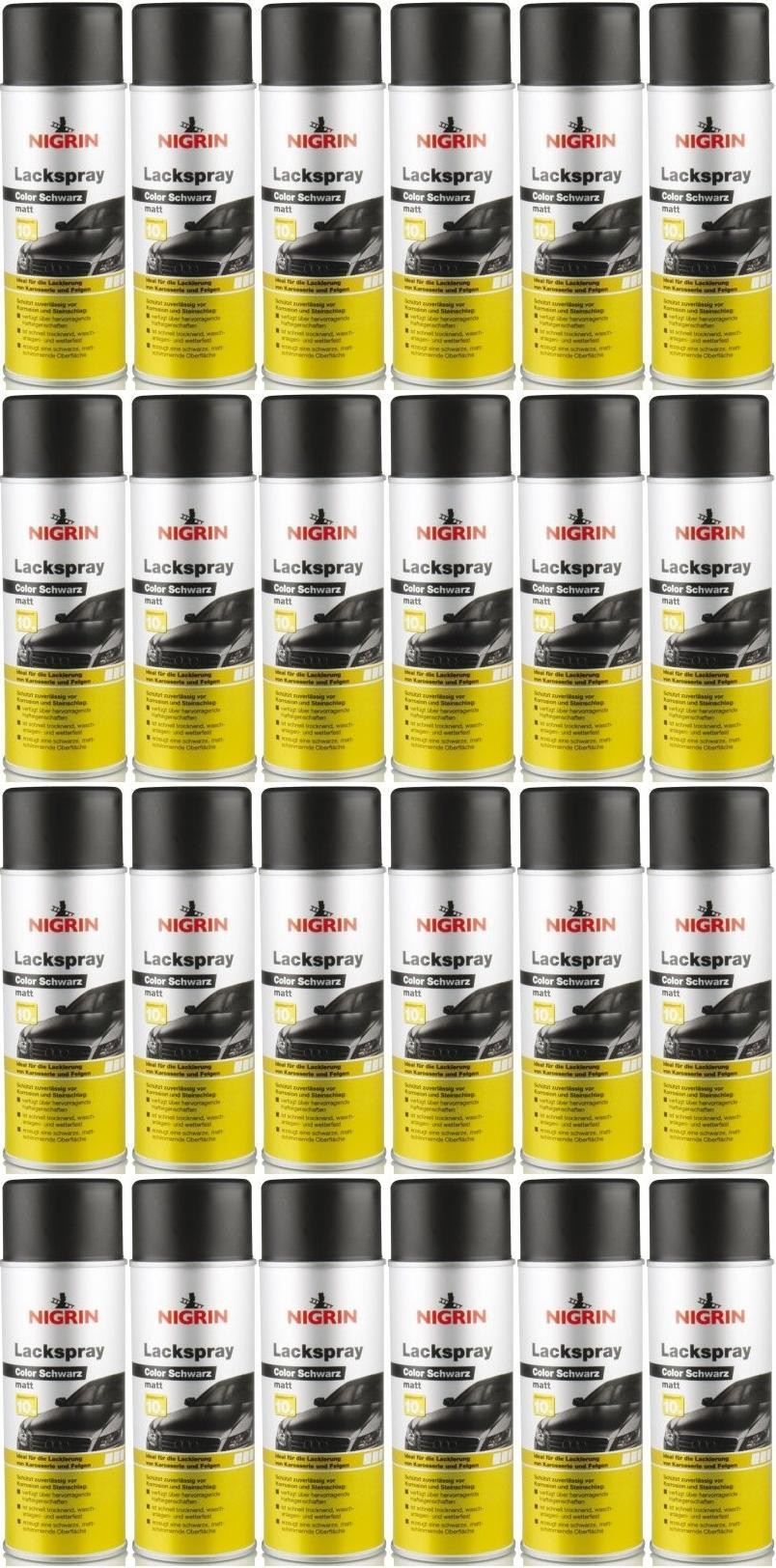 Nigrin Lackspray schwarz matt Spray 24x 400 Milliliter
