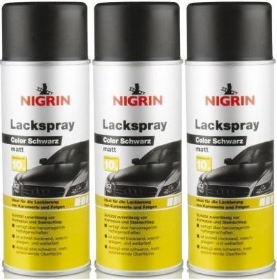 Nigrin Lackspray schwarz matt Spray 3x 400 Milliliter