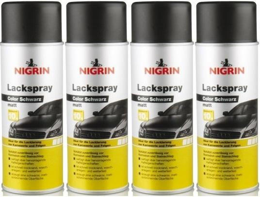 Nigrin Lackspray schwarz matt Spray 4x 400 Milliliter