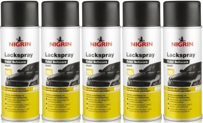Nigrin Lackspray schwarz matt Spray 5x 400 Milliliter