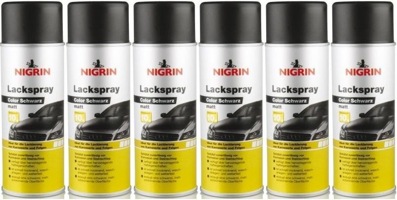 Nigrin Lackspray schwarz matt Spray 6x 400 Milliliter