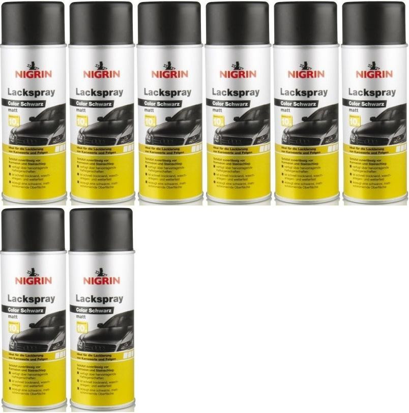 Nigrin Lackspray schwarz matt Spray 8x 400 Milliliter