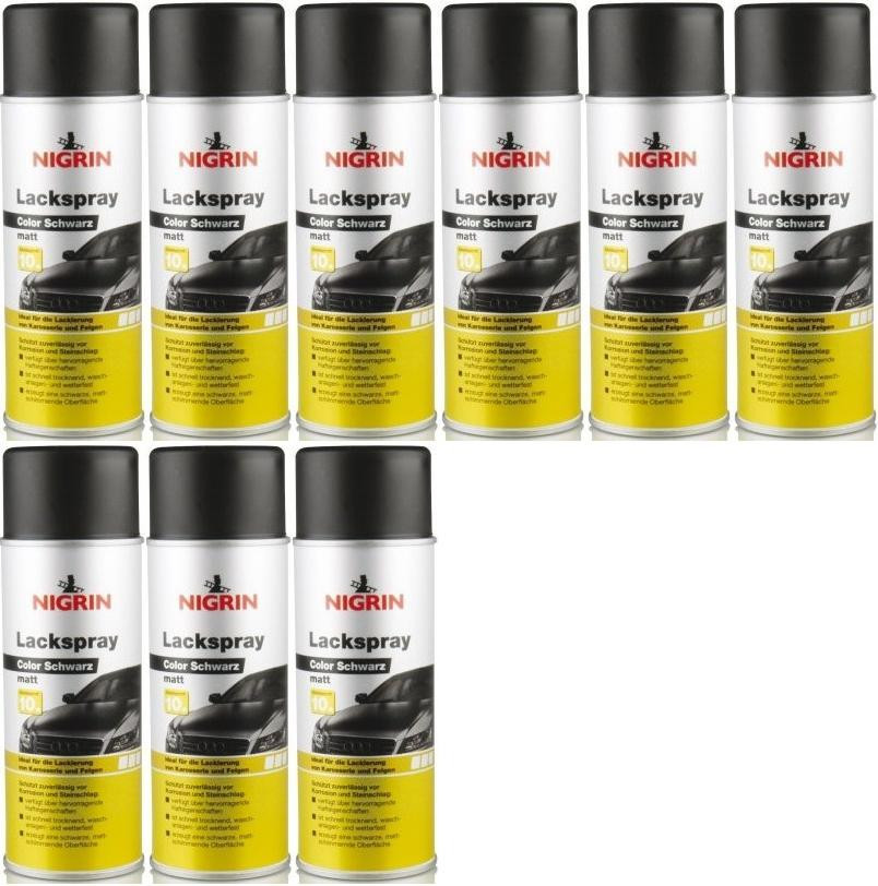 Nigrin Lackspray schwarz matt Spray 9x 400 Milliliter
