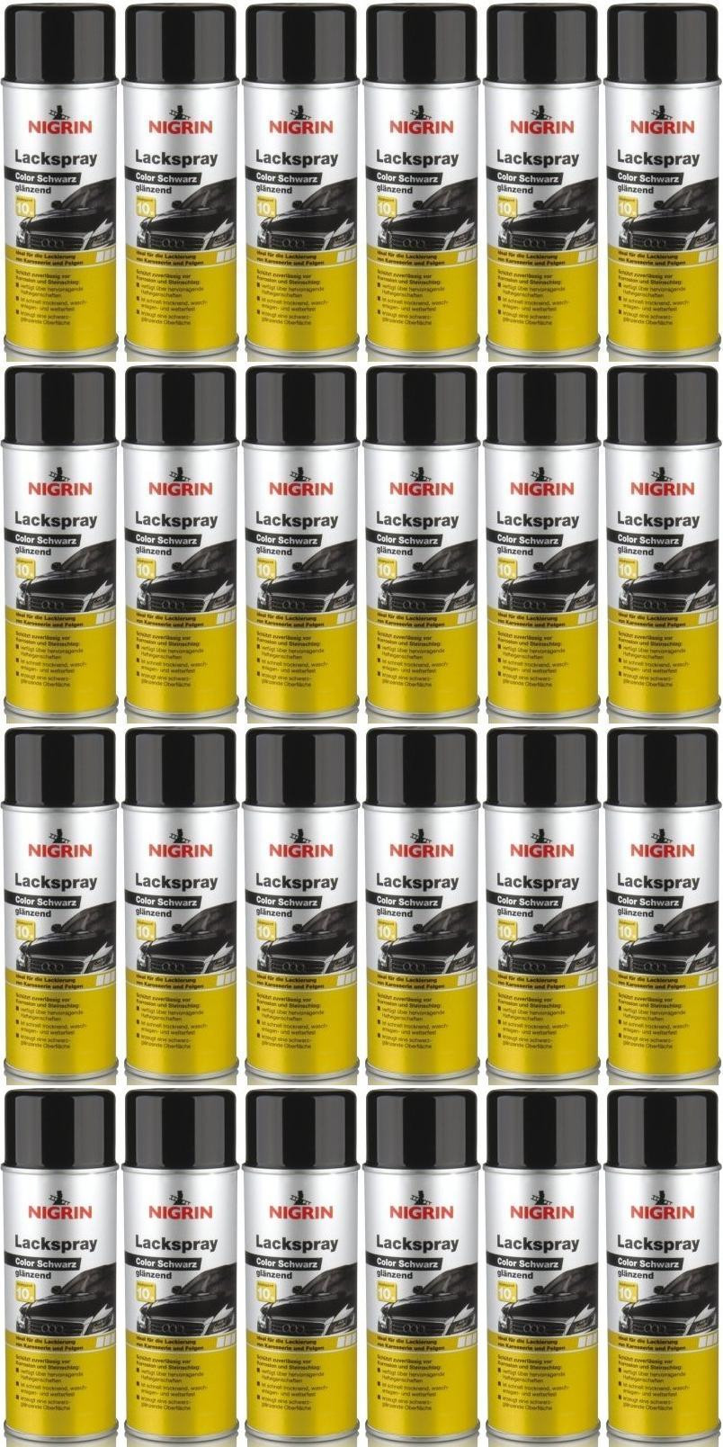 Nigrin Lackspray schwarz glänzend 24x 400 Milliliter