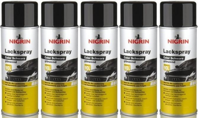 Nigrin Lackspray schwarz glänzend 5x 400 Milliliter