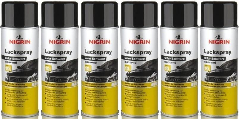 Nigrin Lackspray schwarz glänzend 6x 400 Milliliter
