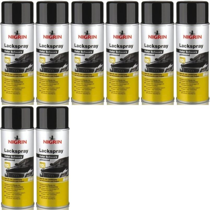 Nigrin Lackspray schwarz glänzend 8x 400 Milliliter