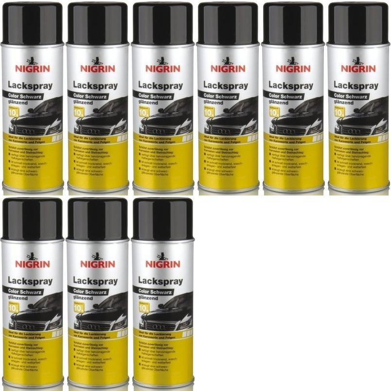 Nigrin Lackspray schwarz glänzend 9x 400 Milliliter