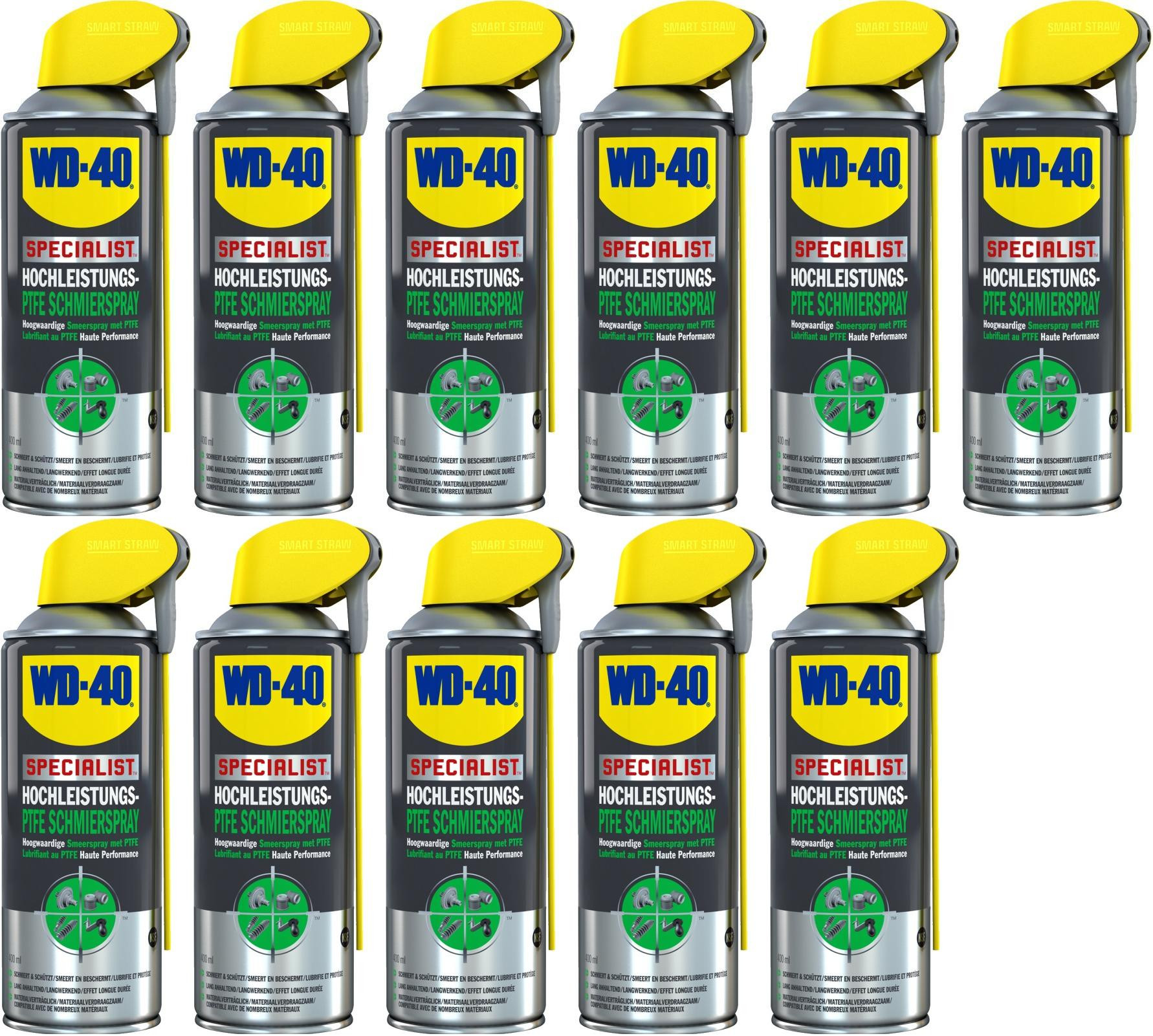 WD-40 SPECIALIST Smart Straw Hochleistungs PTFE Schmierspray 11x 400 Milliliter