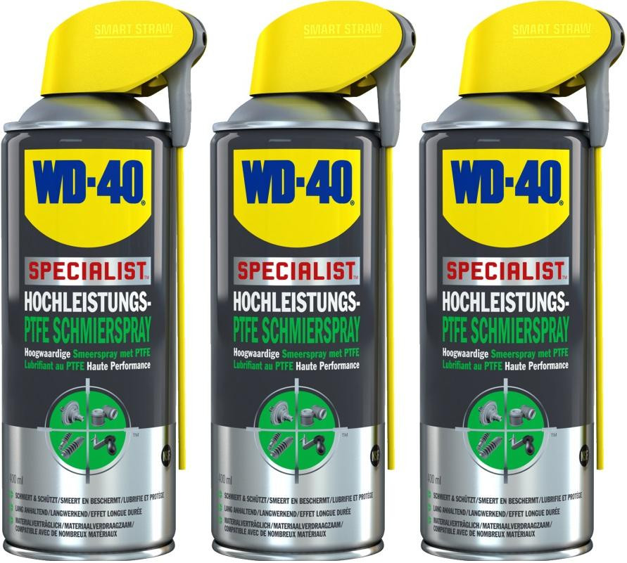 WD-40 SPECIALIST Smart Straw Hochleistungs PTFE Schmierspray 3x 400 Milliliter