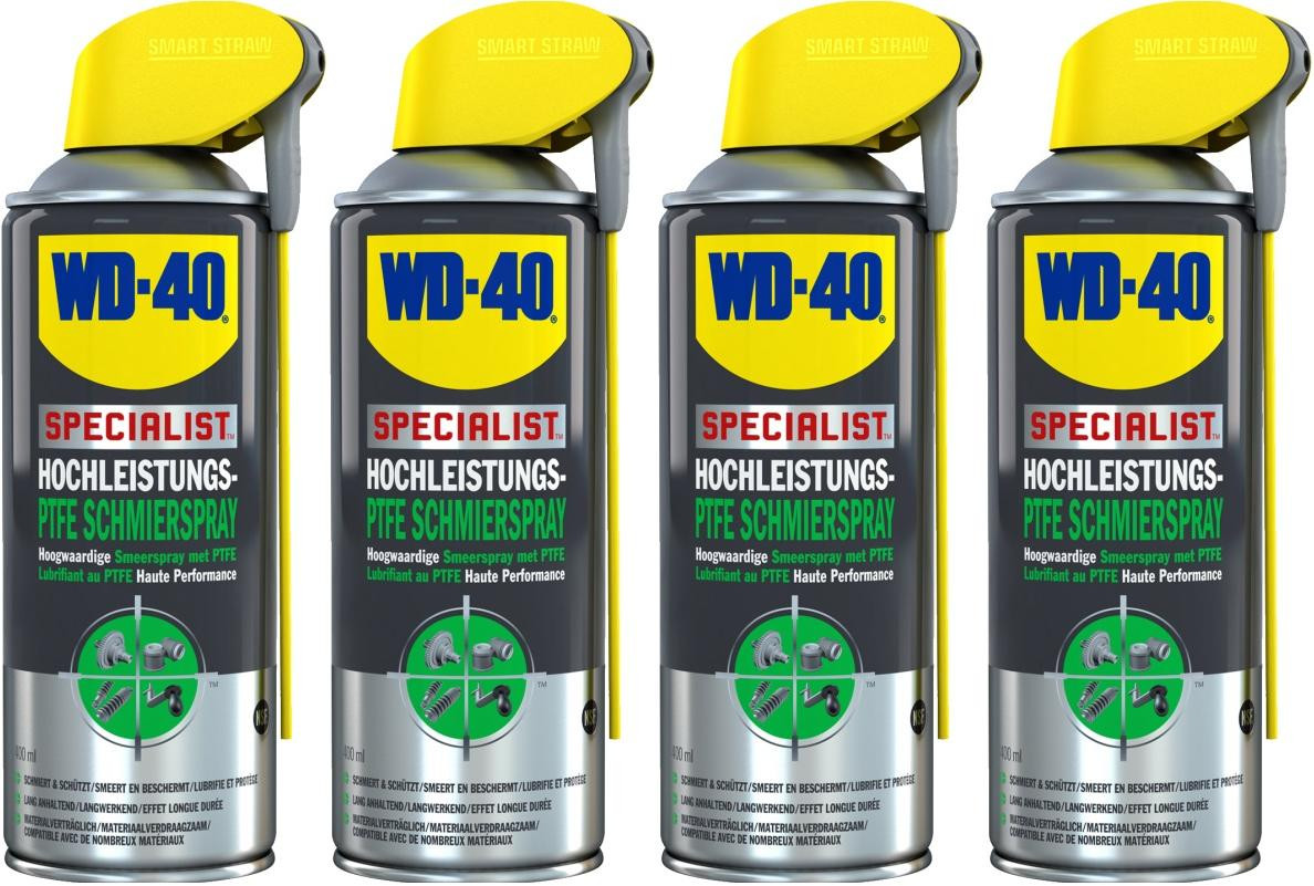 WD-40 SPECIALIST Smart Straw Hochleistungs PTFE Schmierspray 4x 400 Milliliter