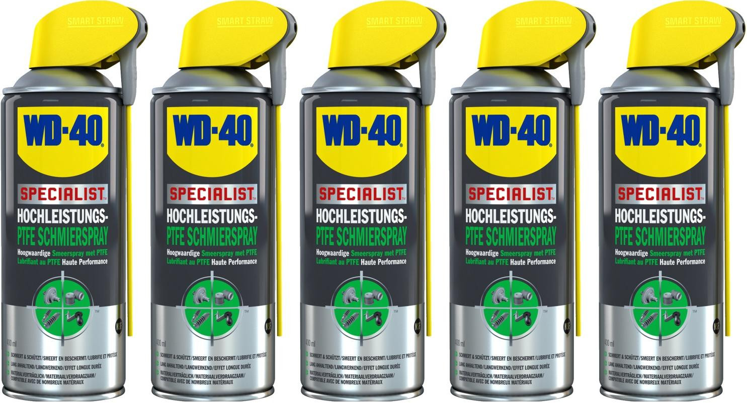 WD-40 SPECIALIST Smart Straw Hochleistungs PTFE Schmierspray 5x 400 Milliliter