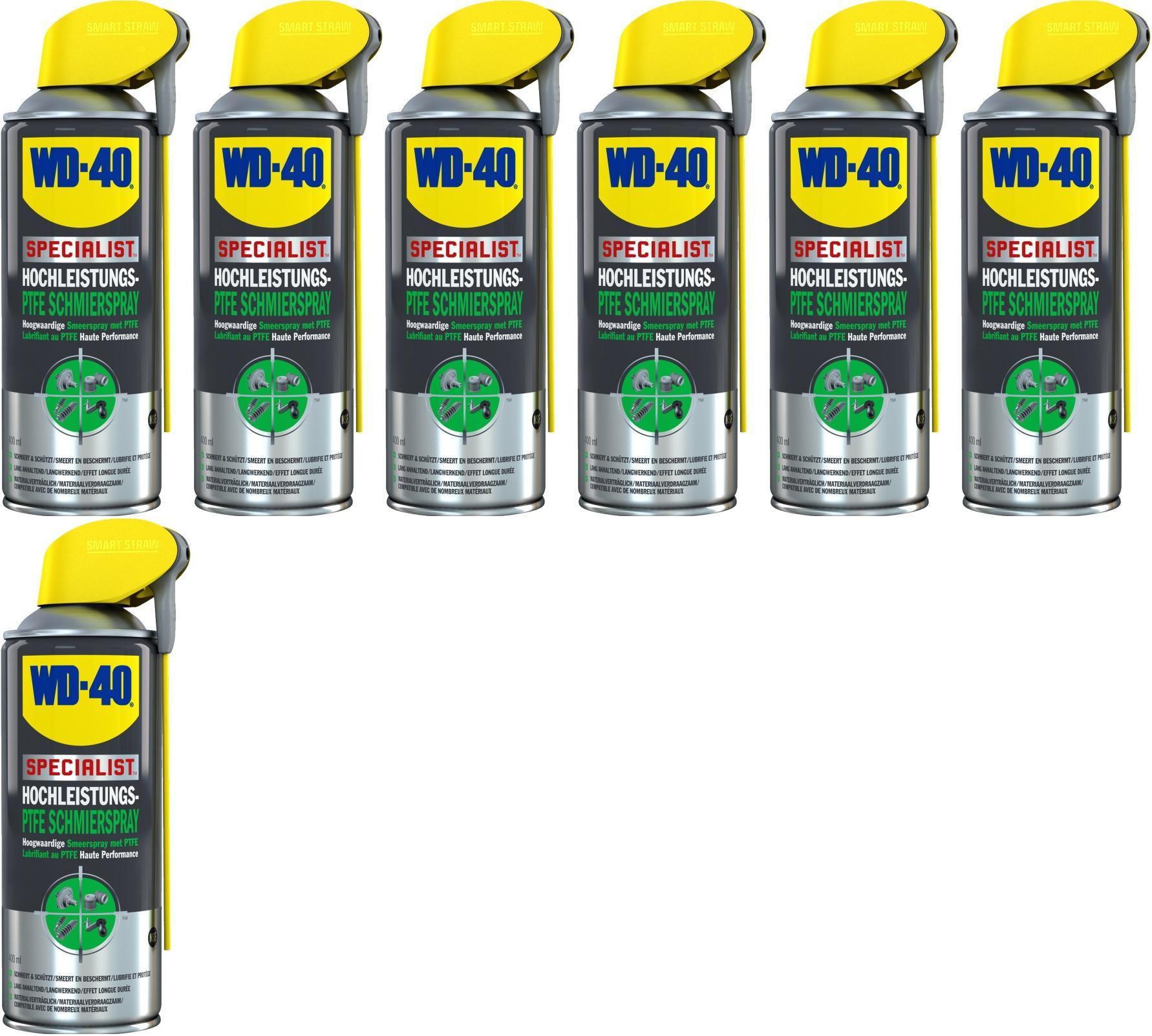 WD-40 SPECIALIST Smart Straw Hochleistungs PTFE Schmierspray 7x 400 Milliliter