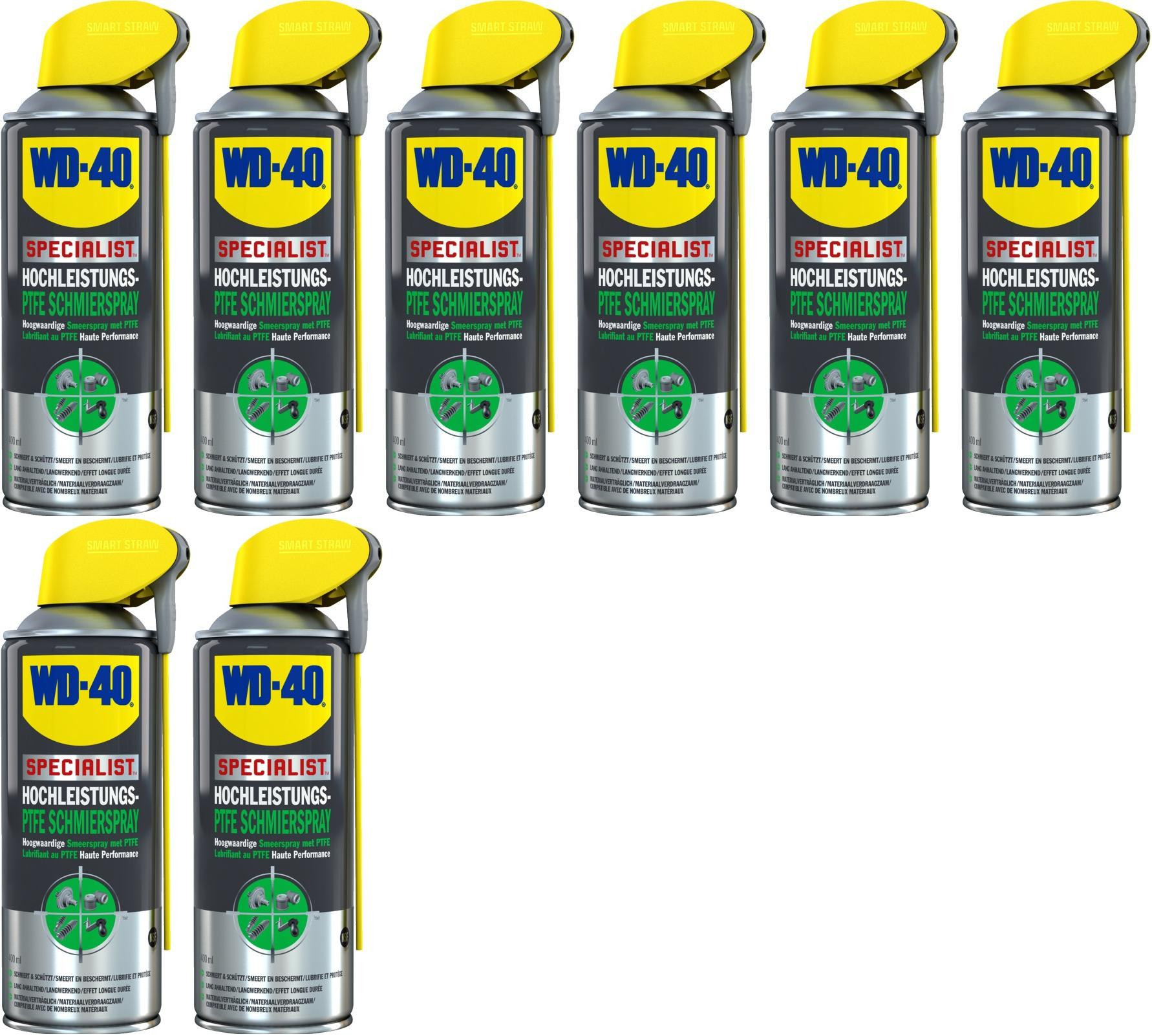 WD-40 SPECIALIST Smart Straw Hochleistungs PTFE Schmierspray 8x 400 Milliliter