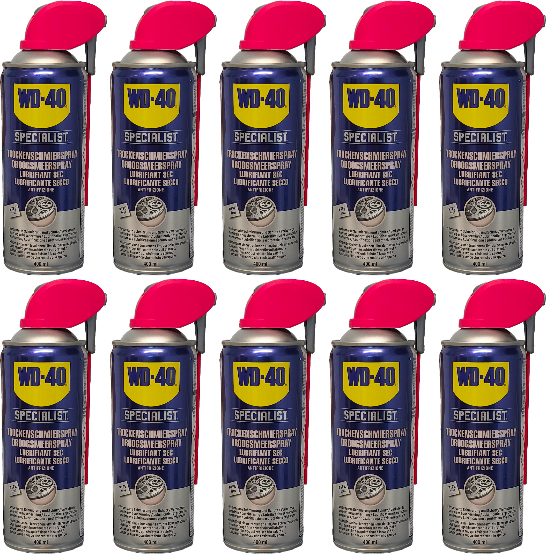 WD-40 SPECIALIST Smart Straw PTFE Trockenschmierspray 10x 400 Milliliter