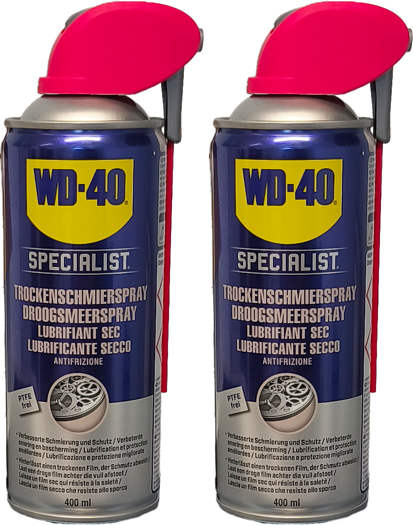 WD-40 SPECIALIST Smart Straw PTFE Trockenschmierspray 2x 400 Milliliter