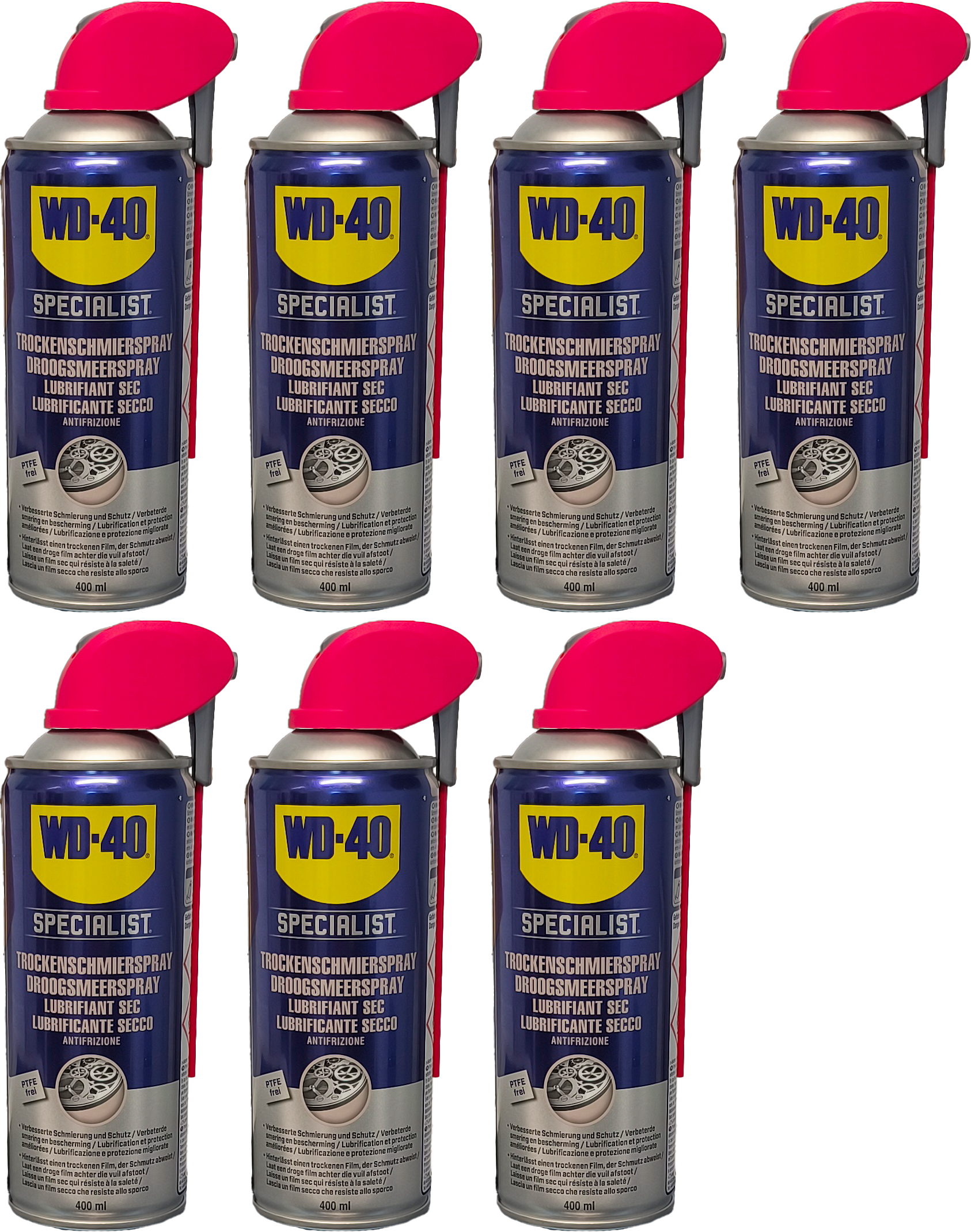 WD-40 SPECIALIST Smart Straw PTFE Trockenschmierspray 7x 400 Milliliter