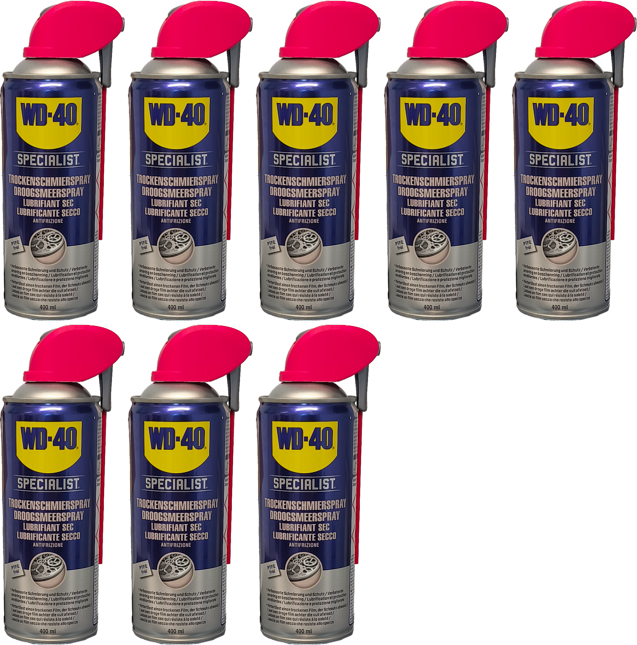 WD-40 SPECIALIST Smart Straw PTFE Trockenschmierspray 8x 400 Milliliter