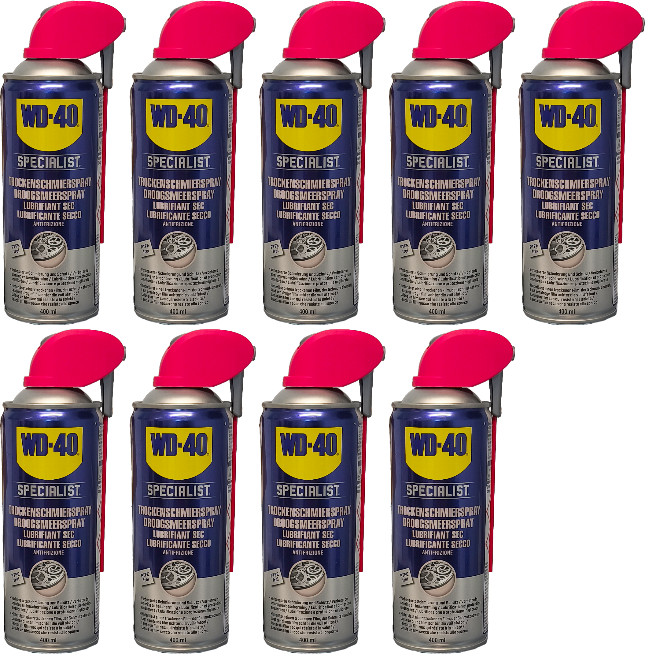 WD-40 SPECIALIST Smart Straw PTFE Trockenschmierspray 9x 400 Milliliter